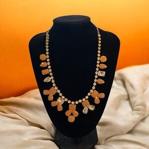 Kate Spade New York Orange and Clear Crystal Goldtone Statement necklace